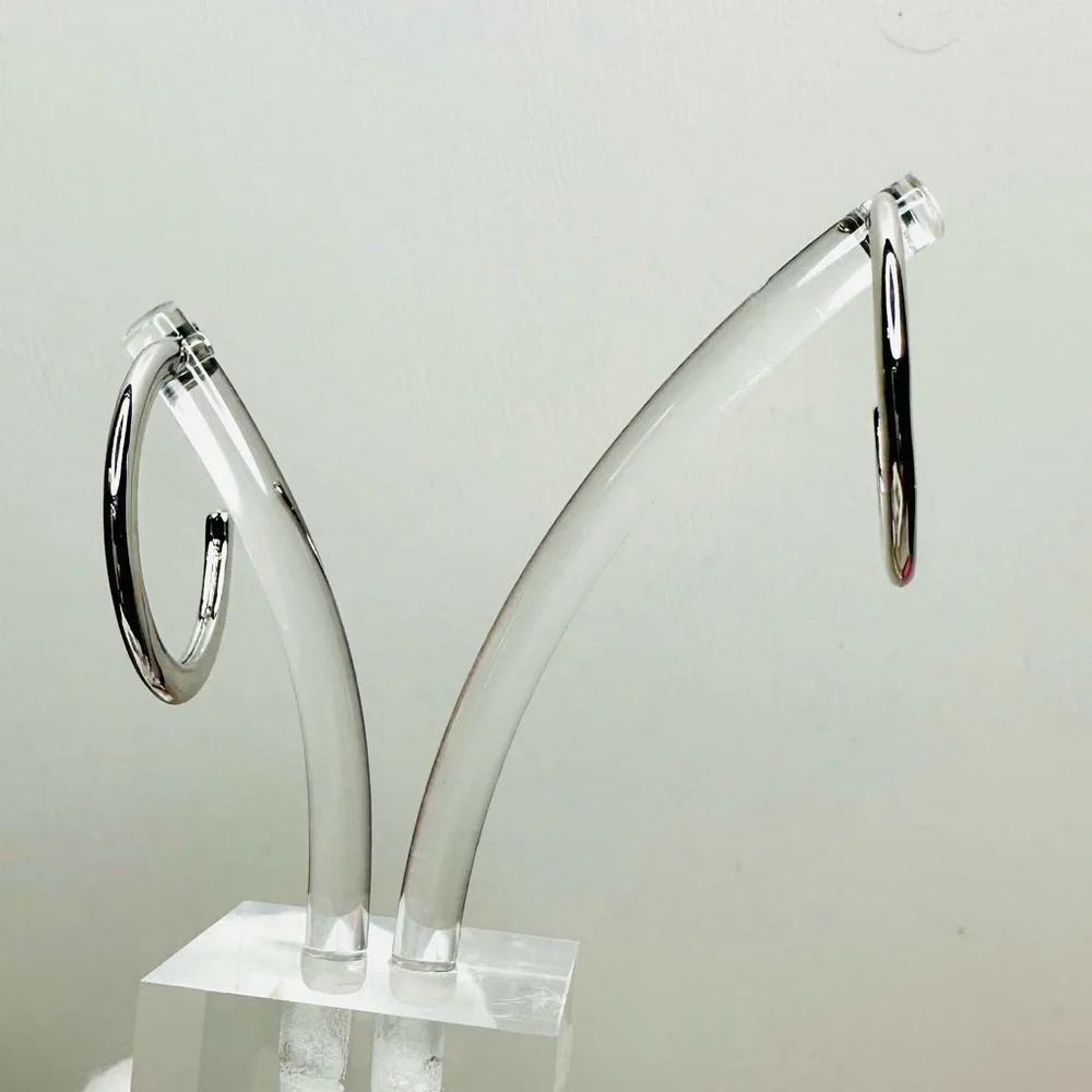 NEW! Coach Silver Colored Medium Signature Hoop Earrings - Picture 14 of 15